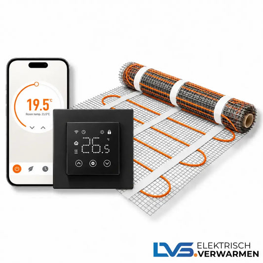 LVS Elektrische Vloerverwarming Set 3mm | WiFi Thermostaat DOC3 Zwart