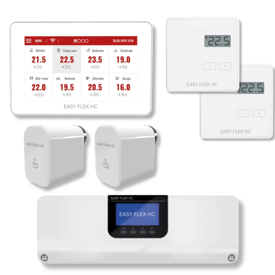 Robot Easy Flex H&C radiator pakket draadloos met wifi inclusief master 2 thermostaten en 2 radiatorkranen