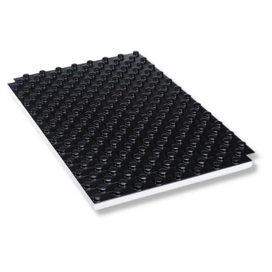 Noppenplaat vloerverwarming zwart 30mm 140x80cm hart-op-hart 5cm pak 5 platen 1,12m2 per plaat